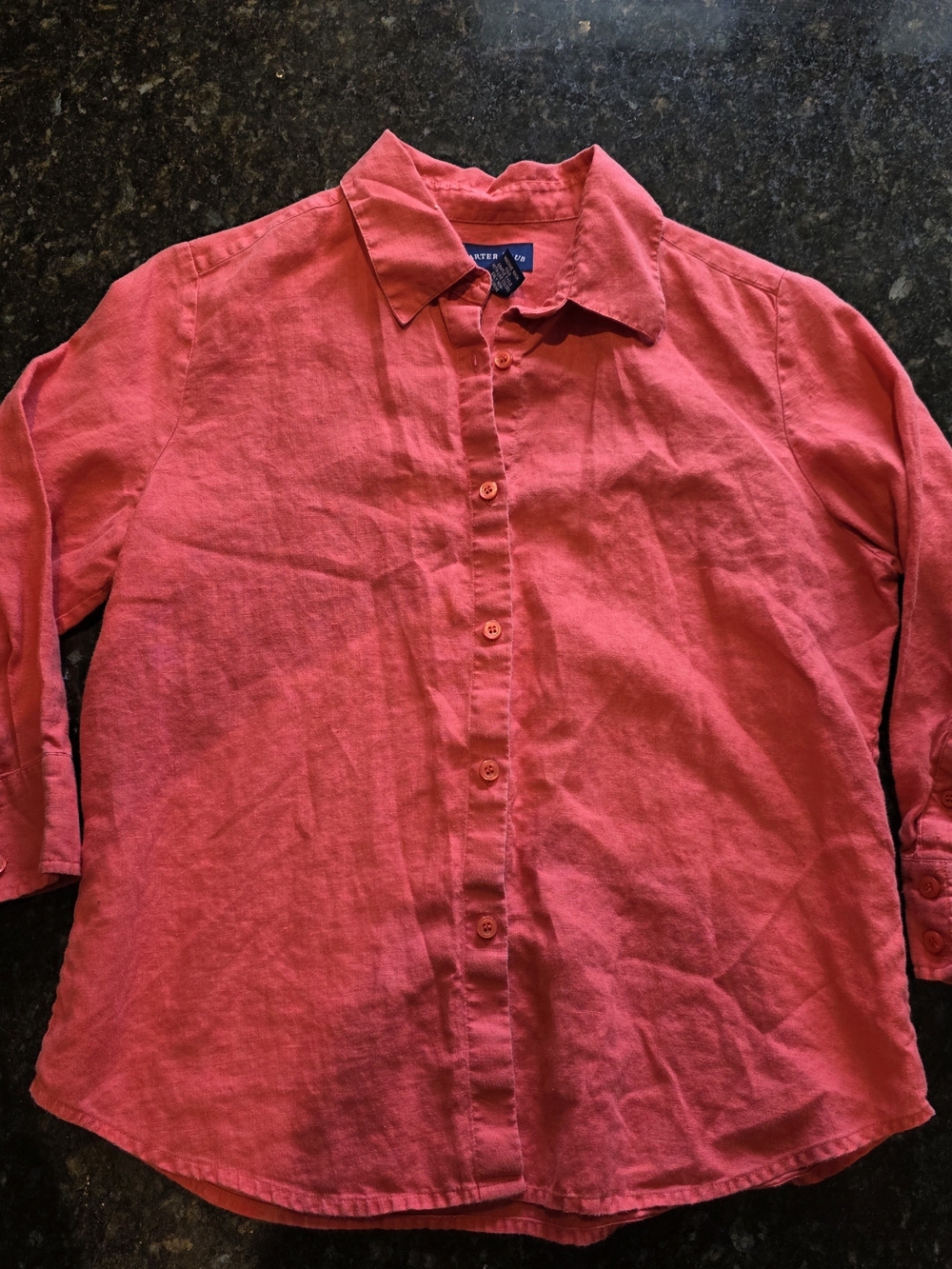 Charter Club Linen Button Up Shirt in Coral